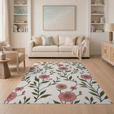 Blush Pink Daisy Floral Area Rug