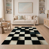 3D Checkerboard Black White Area Rug