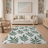 Green Fir Branch Pattern Area Rug