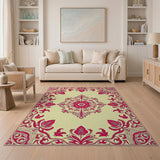 Red Ornate Floral Medallion Area Rug