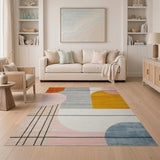Vibrant Geometric Abstract Area Rug with Arches