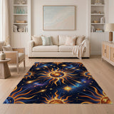Cosmic Fiery Suns Pattern Area Rug