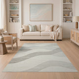 Abstract Grey Wave Grey Area Rug