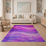 Distressed Purple Wave Area Rug