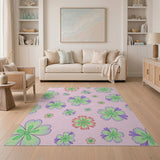 Whimsical Pink Multi-Floral Area Rug