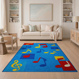 Playful Music Notes Kids Area Rug