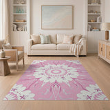 Pink Blush Pink Floral Mandala Area Rug