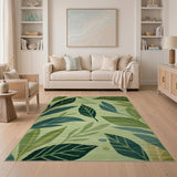 Abstract Area Lush Green Leaves Area Rug