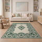 Green Ornate Green Mandala Persian Area Rug