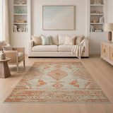 Terracotta Orange Geometric Southwestern Rug
