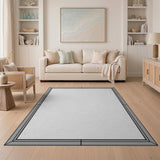 Grey Geometric Frame Area Rug