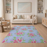 Whimsical Pink Hibiscus Floral Area Rug