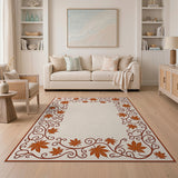 Autumn Maple Leaf Border Area Rug