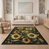 Golden Sunflowers Floral Area Rug