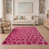 Vibrant Pink Leopard Shag Area Rug