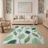 Coastal Beach Green Lush Green Palm Frond Area Rug