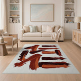 Bold Red Abstract Brush Stroke Area Rug