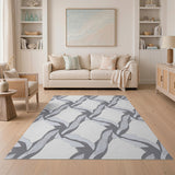 Modern Grey Intertwined Feather Rug