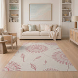 Red Outline Dahlia Floral Area Rug