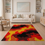 Fiery Red Yellow Camo Geometric Area Rug