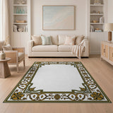 Traditional Persian Gold and Silver Ornate Gold Floral Border Area Rug