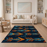 Teal Orange Arrow Southwestern Area Rug