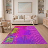 Multi-color and Patterns Vibrant Pink Grid Geometric Area Rug