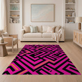 Multi-color and Patterns Vibrant Pink Maze Geometric Area Rug