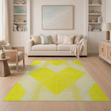 Vibrant Yellow Diamond Geometric Area Rug