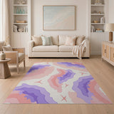 Abstract Pink Purple Layered Wave Area Rug
