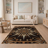 Golden Sunburst Tribal Area Rug