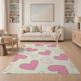 Pink Kids Cartoon Playful Pink Hearts Area Rug