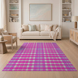 Vibrant Pink Purple Plaid Area Rug