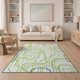 Green Circuit Board Geometric Area Rug