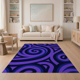 Purple Swirl Geometric Area Rug