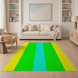 Vibrant Yellow Green Teal Vertical Stripe Area Rug