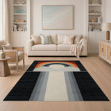 Rainbow Arch Clouds Geometric Area Rug