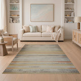Brown Tan Rust Striped Southwestern Rug