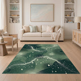 Green Abstract Lightning Dots Area Rug