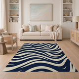 Navy Wavy Stripe Area Rug