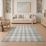 ODIKA Washable Plaid Area Rug, Low Pile Non-Slip Neutral Farmhouse Carpet
