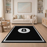 ODIKA 8-Ball Modern Black & White Washable Low Pile Area Rug