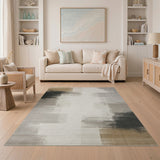 Abstract Brushstroke Beige Neutral Area Rug