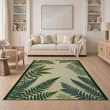 Lush Green Fern Border Area Rug