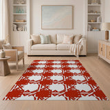 Red Geometric Modern Bold Red Geometric Lattice Area Rug
