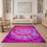 Radiant Pink Purple Tie-Dye Boho Area Rug