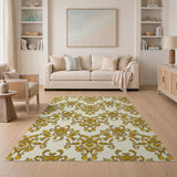 Gold Ornate Baroque Floral Area Rug