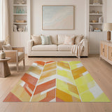 Geometric Modern Vibrant Orange Chevron Geometric Area Rug