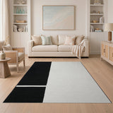 Black White Split Block Area Rug