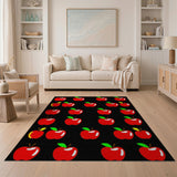 Vibrant Red Apple Fruit Pattern Area Rug